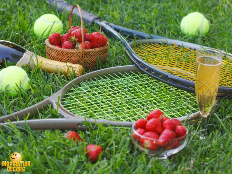 verhuur decor tennis aardbeien Wimbledon huren