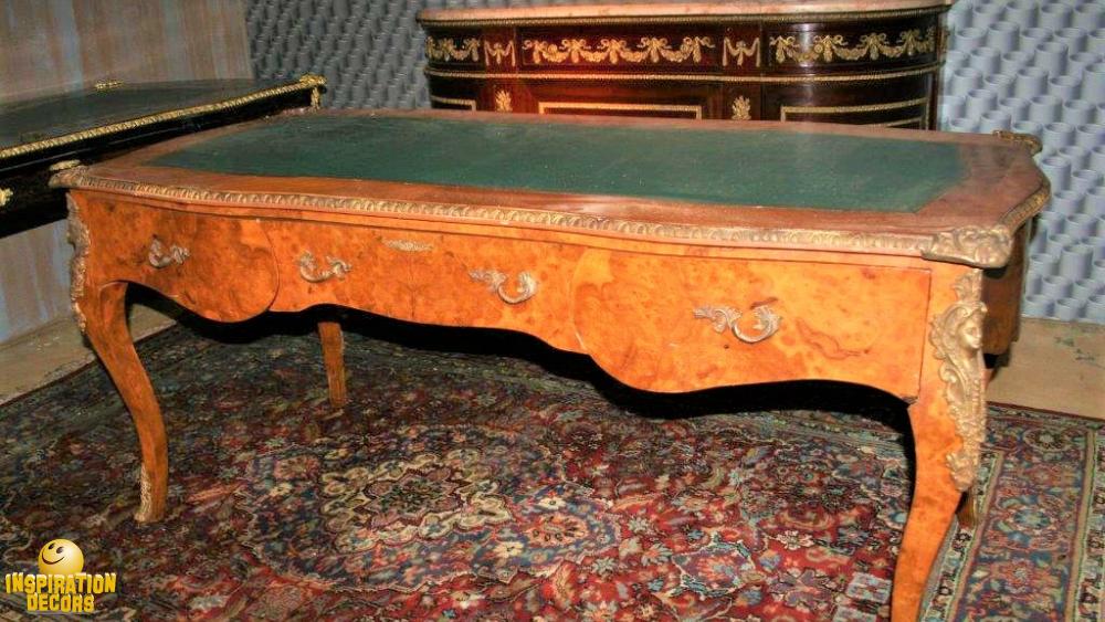verhuur bureau desk notelaar wortelhout Louis XV stijl huren