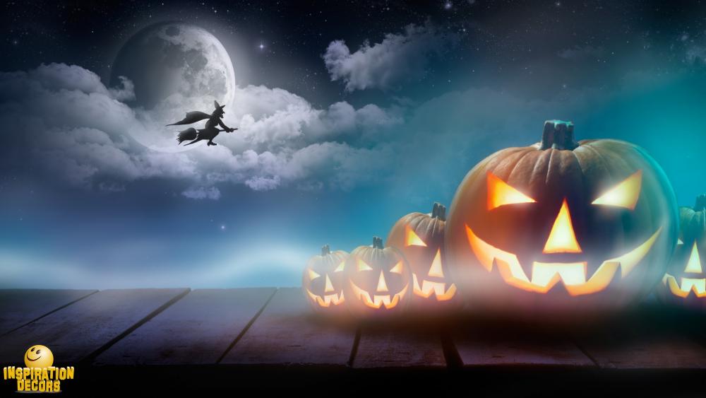 verhuur decor Halloween heks op bezem huren