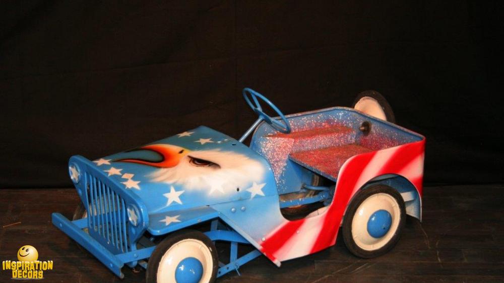 verhuur Jeep trapauto met American Eagle airbrush huren