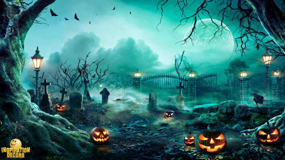 verhuur decor Halloween pompoenen lantaarns kerkhof huren